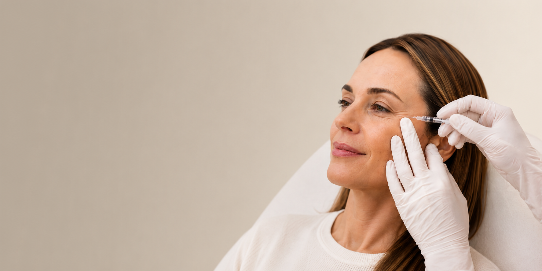 Ärztin injiziert Botulinumtoxin bei einer Patientin